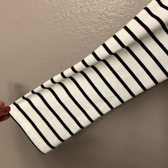 Sunny Leigh Black and White Striped open front  Drape Cardigan Large - Picture 3 of 10